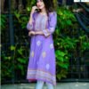 Lavender Frock – 100% Slub Cotton with Block Print & Embroidery