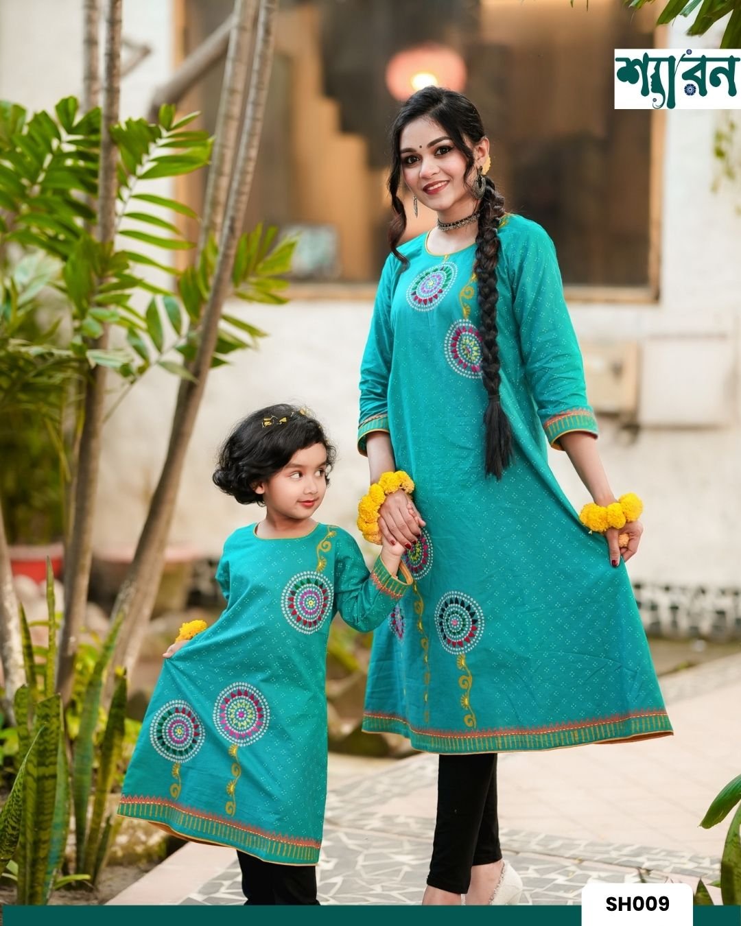 Slub cotton Frock Outfit with Block Print & Hand Stitch