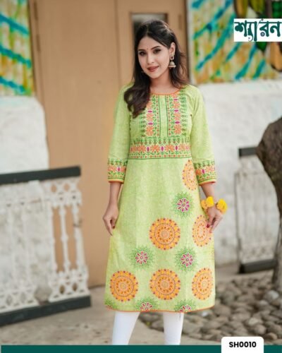 Lily – Handcrafted Slub Cotton Kameez with Block Print