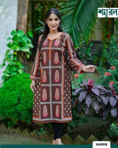 Rajkonna Kurti with Block Print & Hand-Stitched Detailing