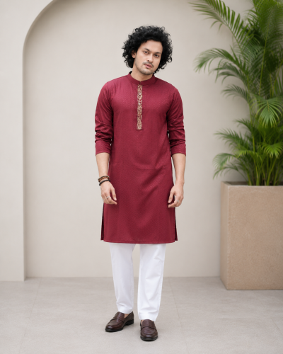 Premium Jacquard Cotton Embroidered Panjabi