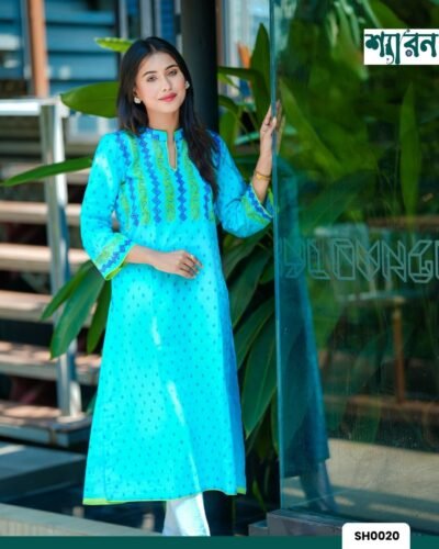 Nila Round Kurti – Slub Cotton with Block Print & Embroidery