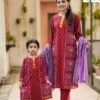 Kids Deep Maroon Tara Kurti – Hand Stitch with Block Print (100% Slub Cotton)