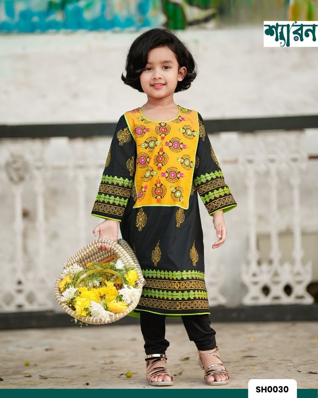 Kids Kurti Elegant Black – Hand-Stitched with Traditional Block Print