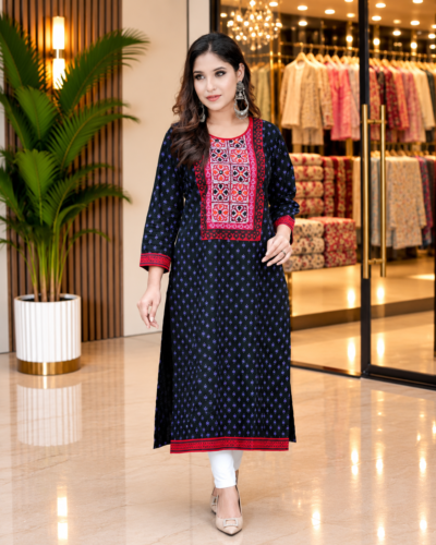 Kamiz with Block Print & Embroidery