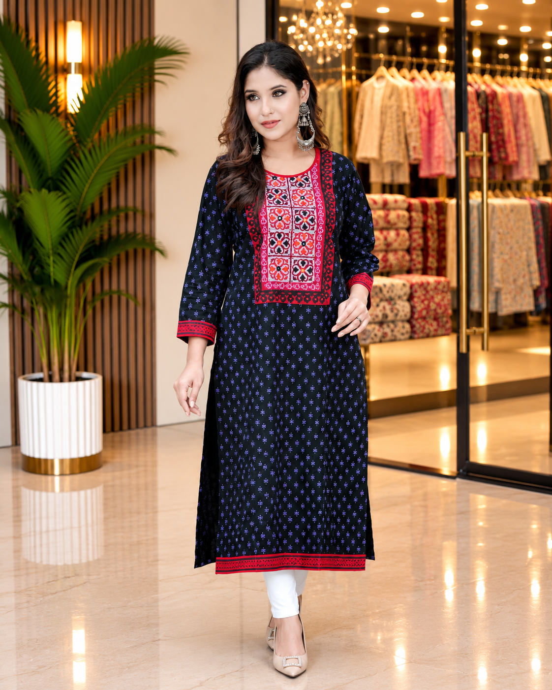 Kamiz with Block Print & Embroidery