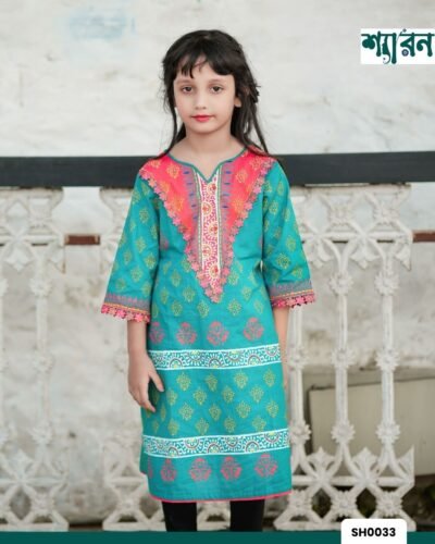 Affordable Hand-Stitched Kids’ Kurti – Block Print on Slub Cotton