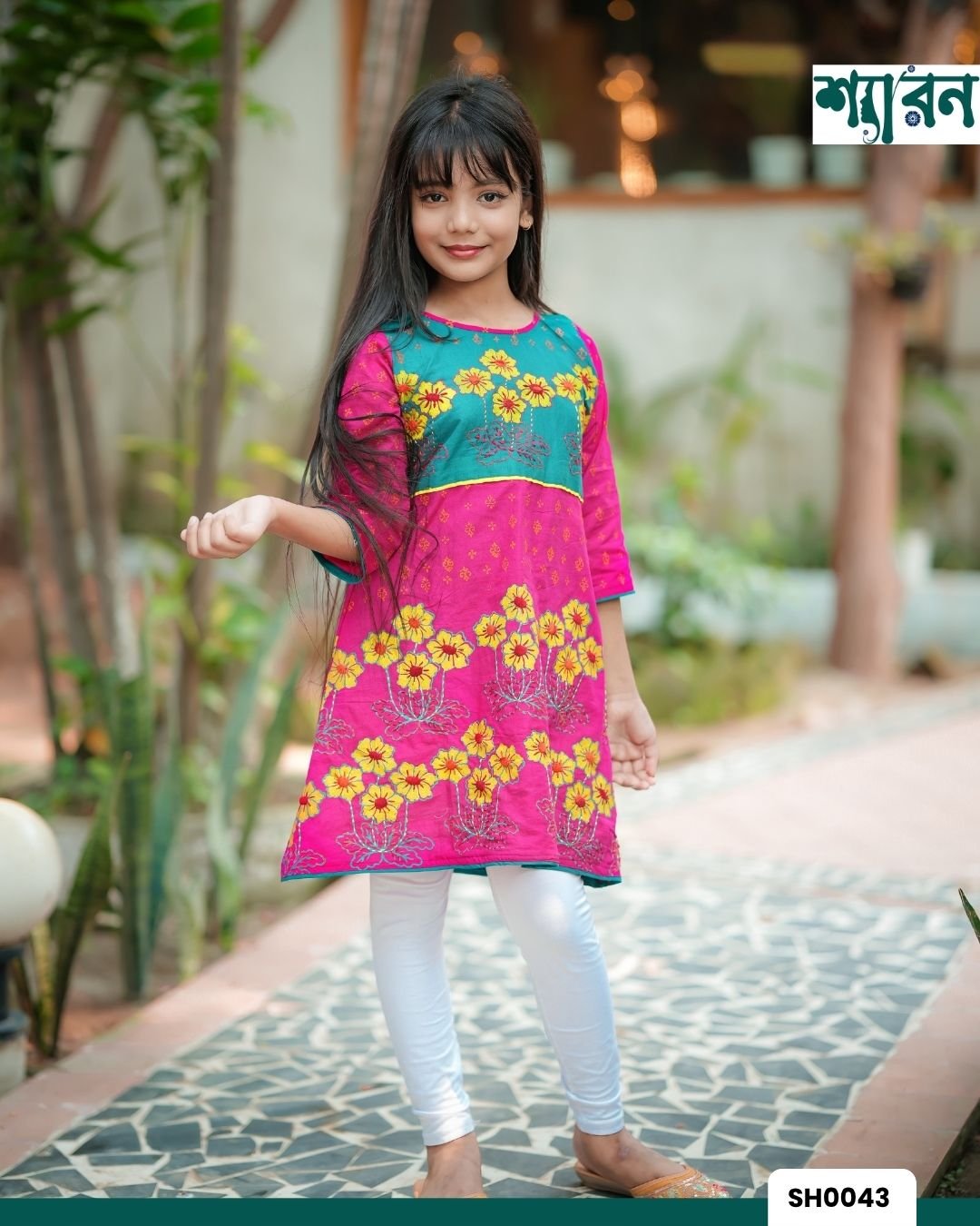 Girls' Slub Cotton Frock – Block Print & Hand Stitch