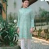 Kid's Digital Print Panjabi - Soft Green
