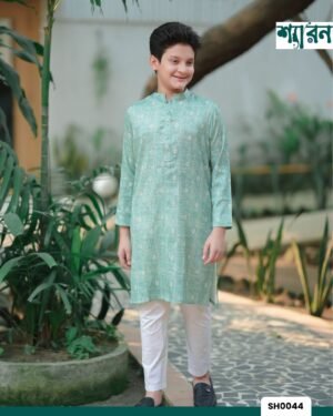 Kid's Digital Print Panjabi - Soft Green