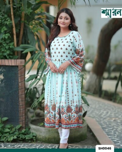 Alternative view of Double Georgette Sky Round Kurti with Digital Print