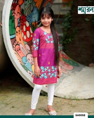Premium Kids’ Kurti – Slub Cotton with Block Print & Embroidery