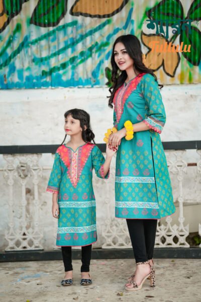 Alternative view of Affordable Hand-Stitched Kids’ Kurti – Block Print on Slub Cotton