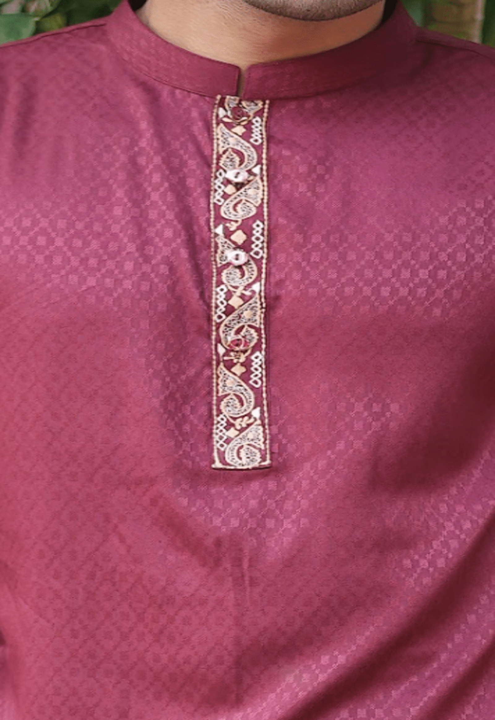 Alternative view of Kid's Premium Embroidered Panjabi - Maroon