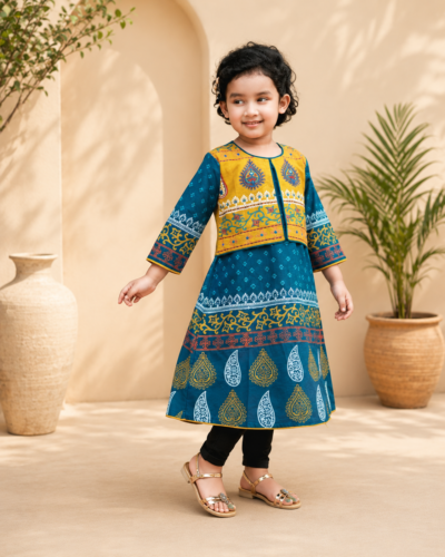 Boshonto Kurti for Baby – Slub Cotton with Block Print & Embroidery