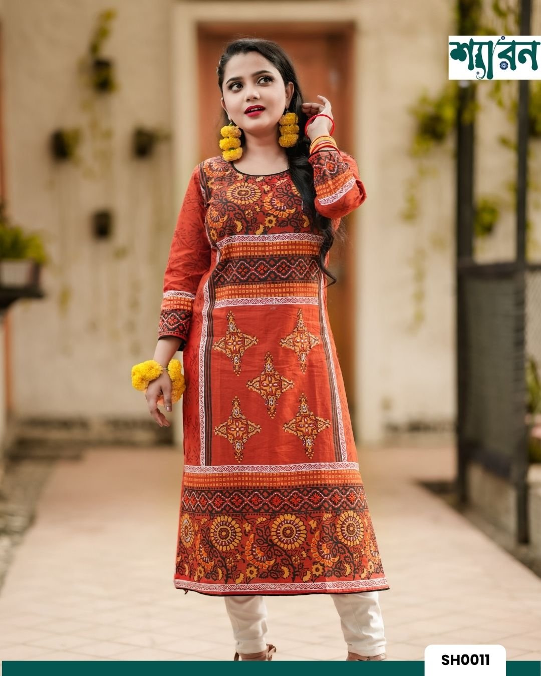 Sunflower – Slub Cotton Kurti with Block Print & Hand Stitch - Image 3