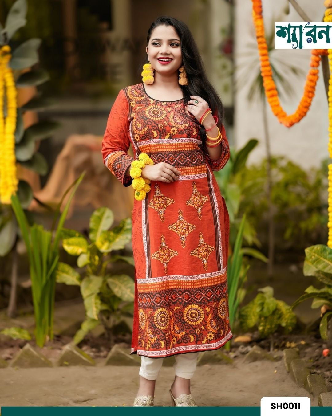 Sunflower – Slub Cotton Kurti with Block Print & Hand Stitch - Image 2