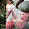 Pastel Floral Dream – Chandni Silk Saree with Digital Bloom Print