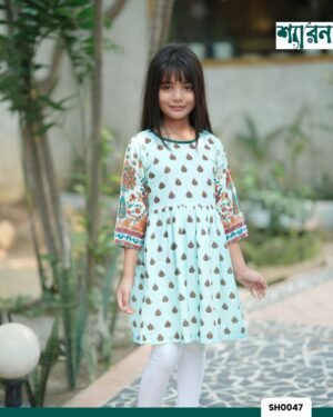 Sky Bloom – Kids Double Georgette Digital Print Kurti
