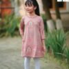 Girls Viscose Cotton Frock – Block Print & Hand Stitch Design