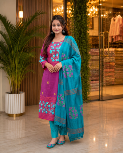 Premium Handcrafted Slub Cotton Three Piece – Inspired by Aarong Style