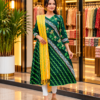 Green Slub Cotton Kurti with Block Print & Ari Embroidery, Paired with Cotton Orna