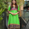 Lime Elegance Slub Cotton Round Kurti