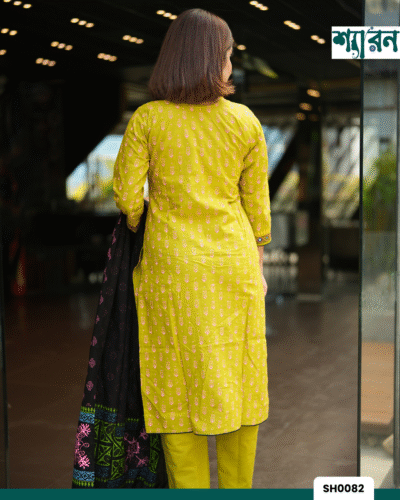Alternative view of Olive Green Slub Cotton Salwar Kameez