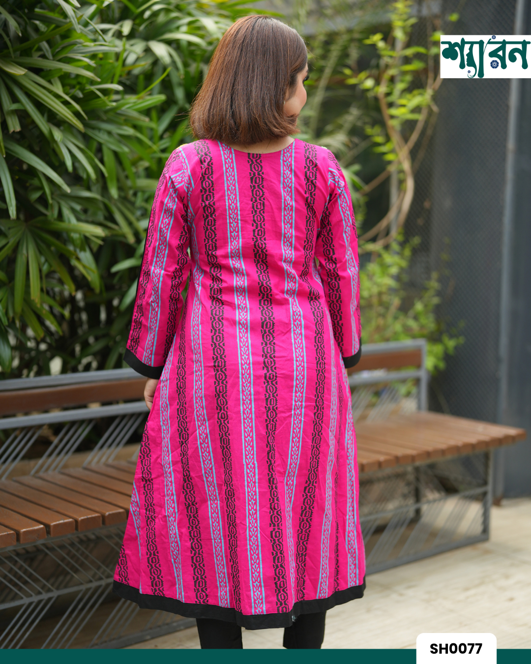 Pink Charm Slub Cotton Round Kurti - Image 4