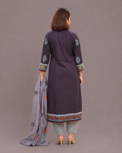 Alternative view of Charcoal Black Viscose Cotton Kamiz Set
