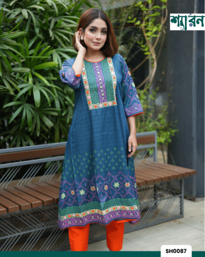 Jacquard Cotton Block Print Handcrafted Kurti with Pant