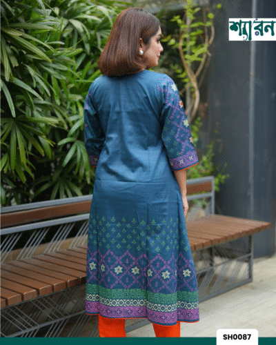 Alternative view of Jacquard Cotton Block Print Handcrafted Kurti with Pant