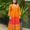 Sunset Glow Slub Cotton Round Long Kurti