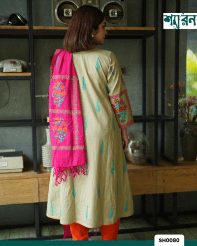 Alternative view of Viscose Cotton Handcrafted with Block Print Round Kurti Set