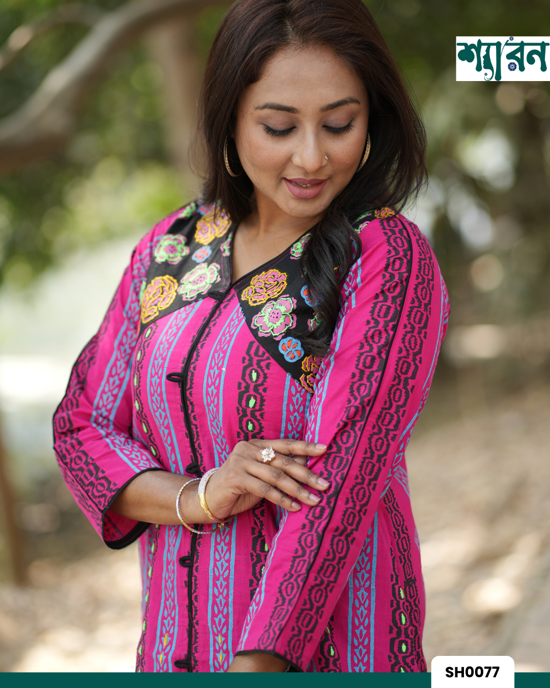 Pink Charm Slub Cotton Round Kurti - Image 5