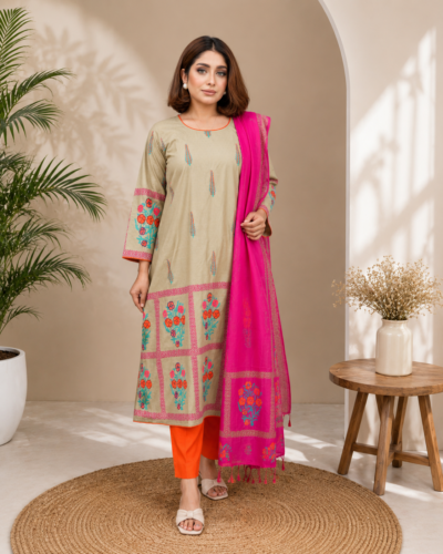 Viscose Cotton Handcrafted with Block Print Round Kurti Set