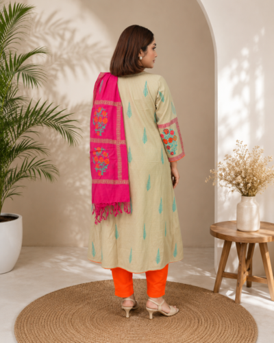 Alternative view of Viscose Cotton Handcrafted with Block Print Round Kurti Set