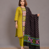 Olive Green Slub Cotton Salwar Kameez