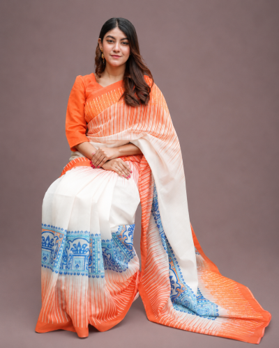 Alternative view of Chandni Cotton Digital Print Saree with Matching Blouse Piece