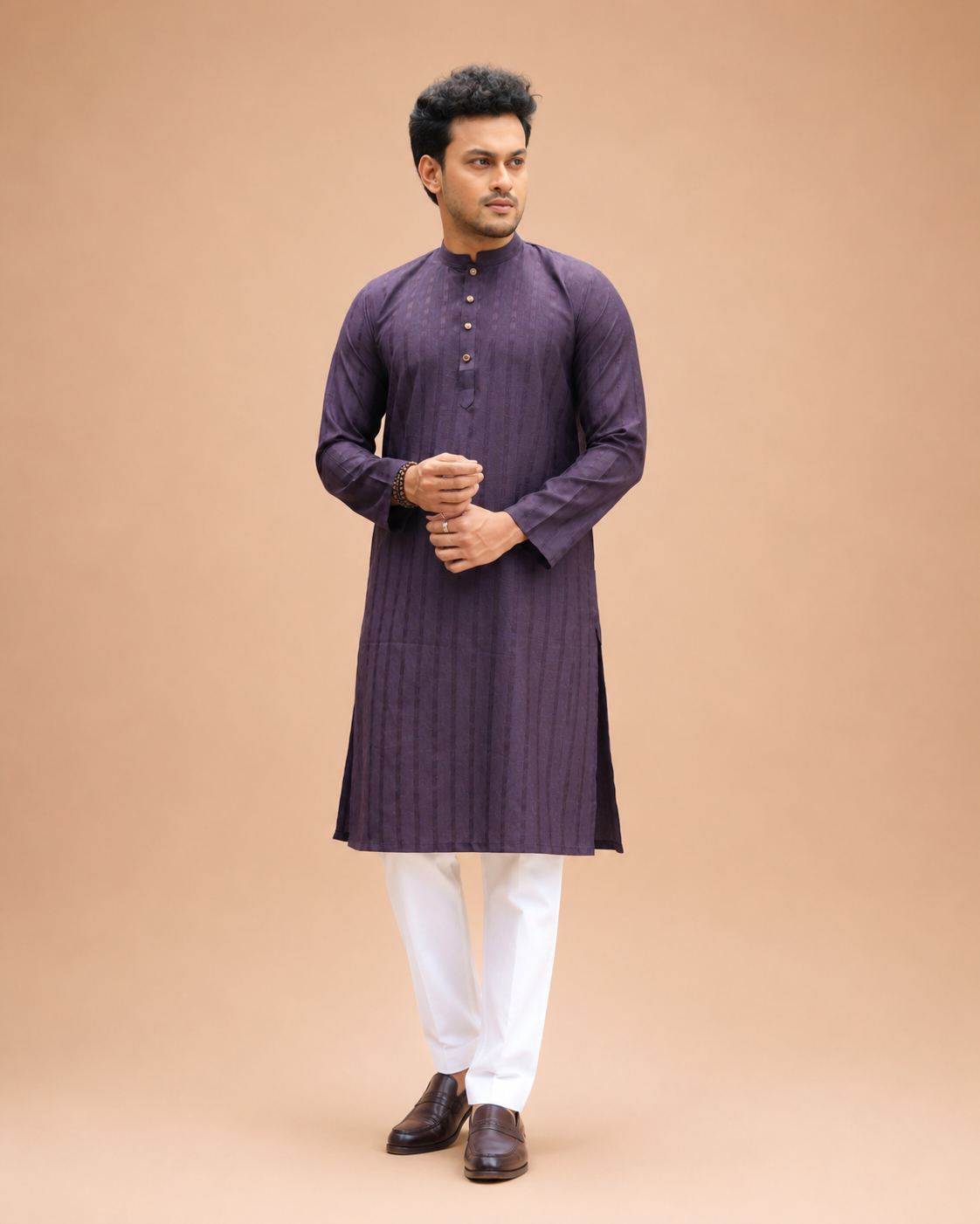 Band Collar Viscose Cotton Panjabi for Men - Image 3