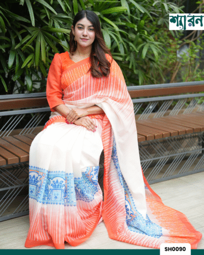 Alternative view of Chandni Cotton Digital Print Saree with Matching Blouse Piece
