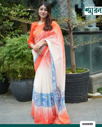 Chandni Cotton Digital Print Saree with Matching Blouse Piece