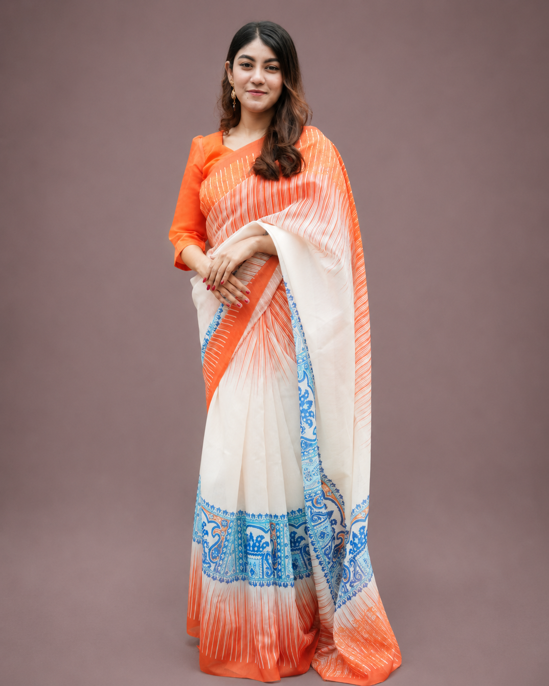 Chandni Cotton Digital Print Saree with Matching Blouse Piece