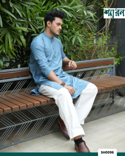 Alternative view of Classic Blue Viscose Cotton Panjabi