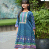 Girl's Jacquard Cotton Block Print Handcrafted Kurti