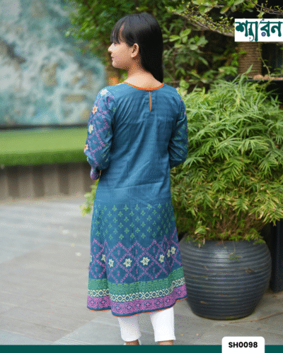 Alternative view of Girl's Jacquard Cotton Block Print Handcrafted Kurti