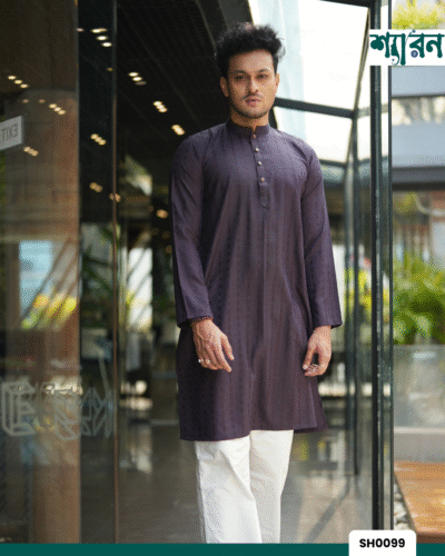 Band Collar Viscose Cotton Panjabi for Men