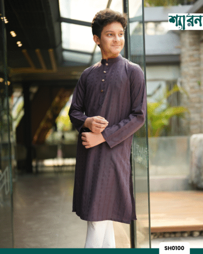 Alternative view of Band Collar Viscose Cotton Panjabi for Boys