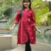 Girls' Hand Stitch with Block Print Stylish Red Kurti