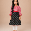 Girls’ Round Kurti with Block Print & Handwork